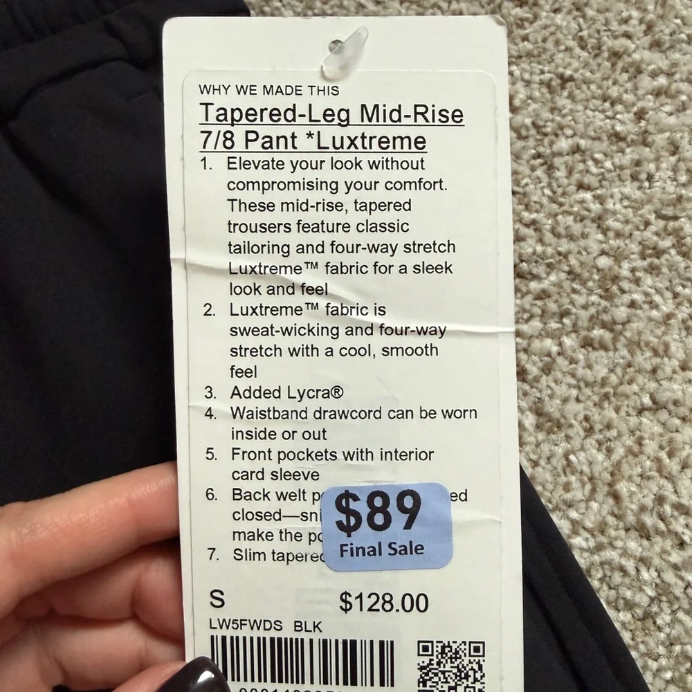 New Women’s Lululemon Black Pants - Picture 2 of 3